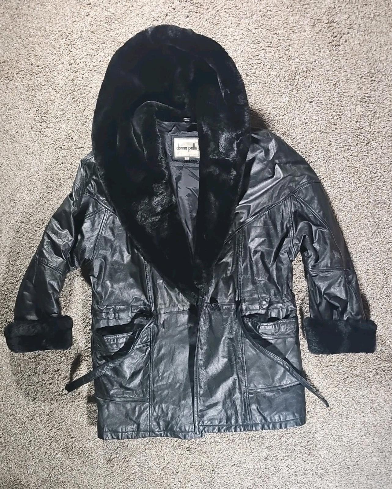 donna pelle black leather Hooded Belted jacket