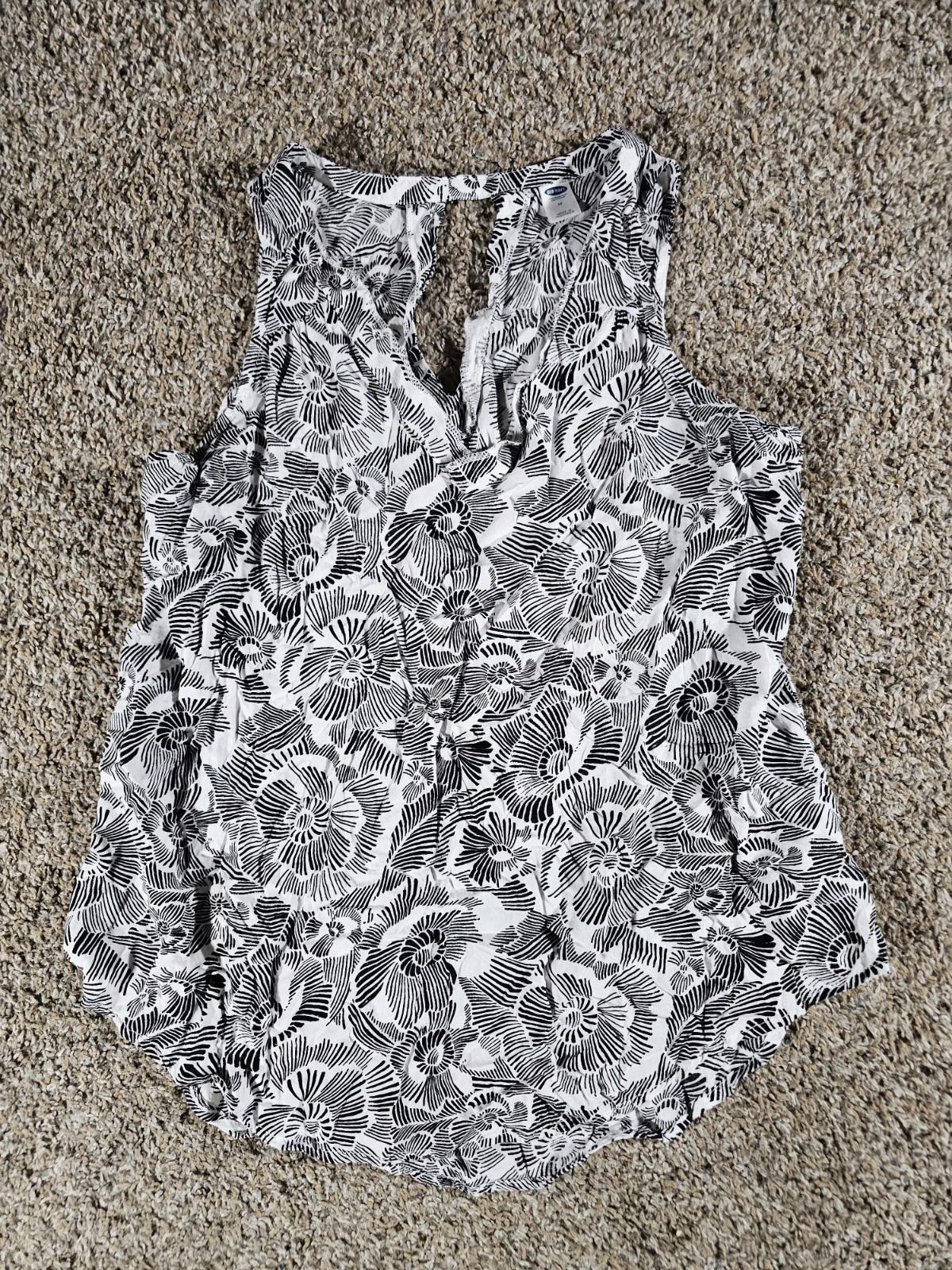 Old Navy Women's Blouse Tank Top Medium Black And White
