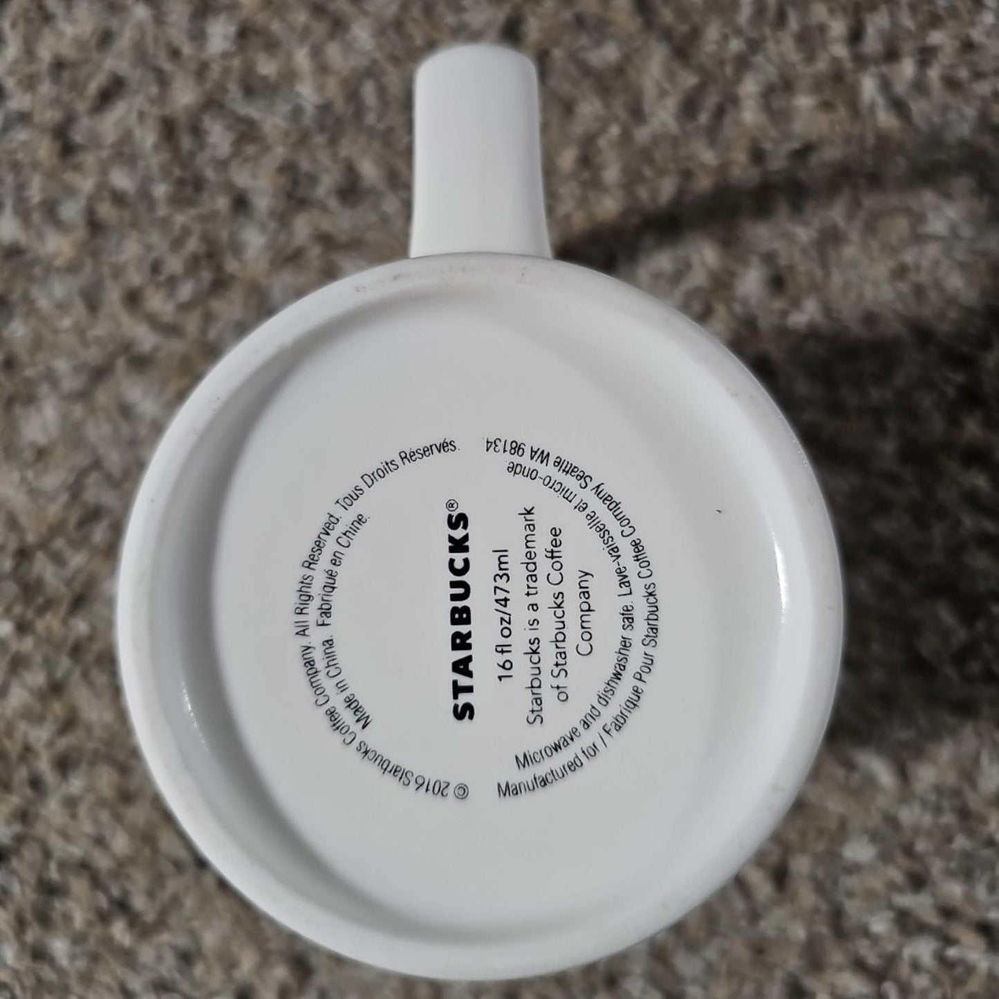STARBUCKS Coffee Co Seattle, WA Barista Style 16 fl oz White Coffee Mug