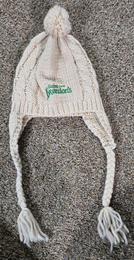 Cream Cable Knit Saint Brendans Irish Cream Hat Pom Earflap