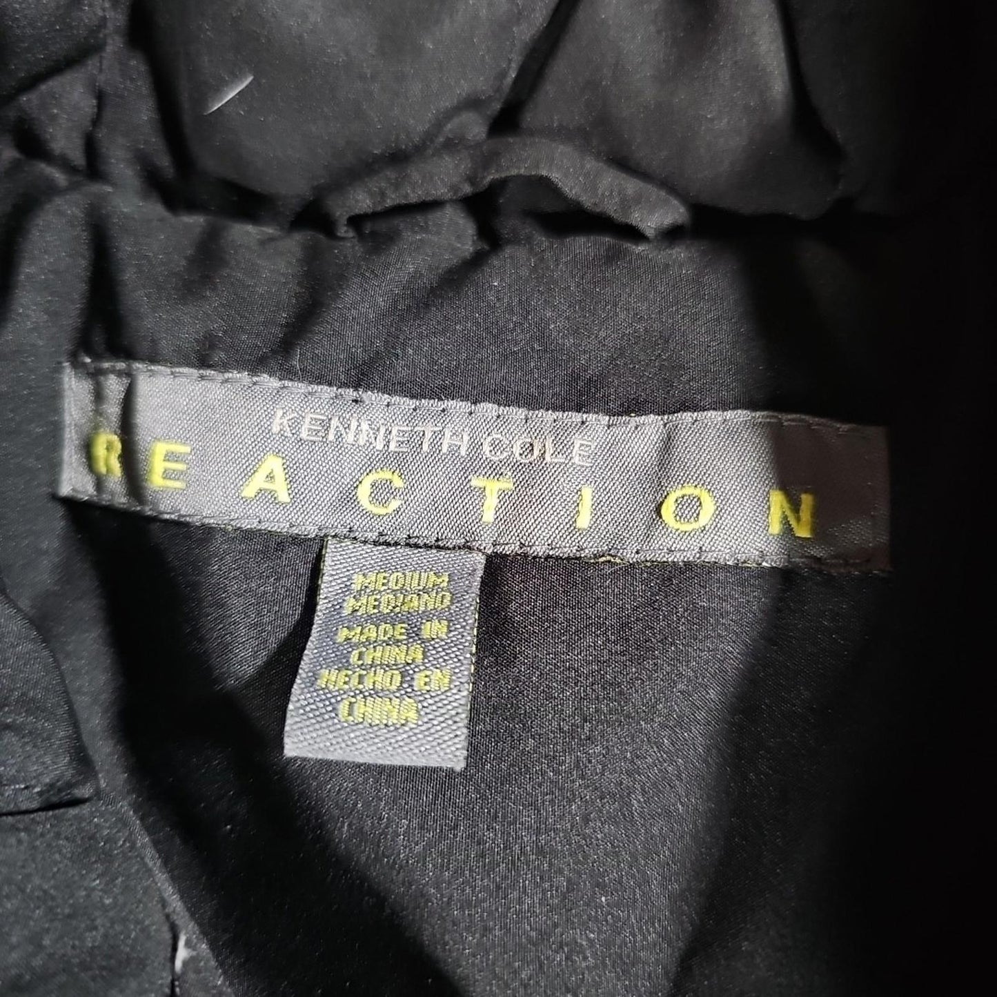 Kenneth Cole Reaction Womens M Black Down Puffer Full Zip
