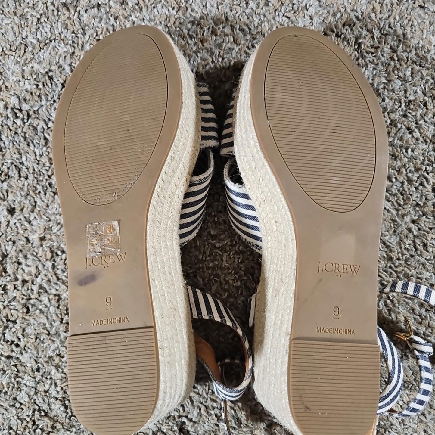 J. Crew Sz 9 Seersucker Dockside Sisal Platform Shoes