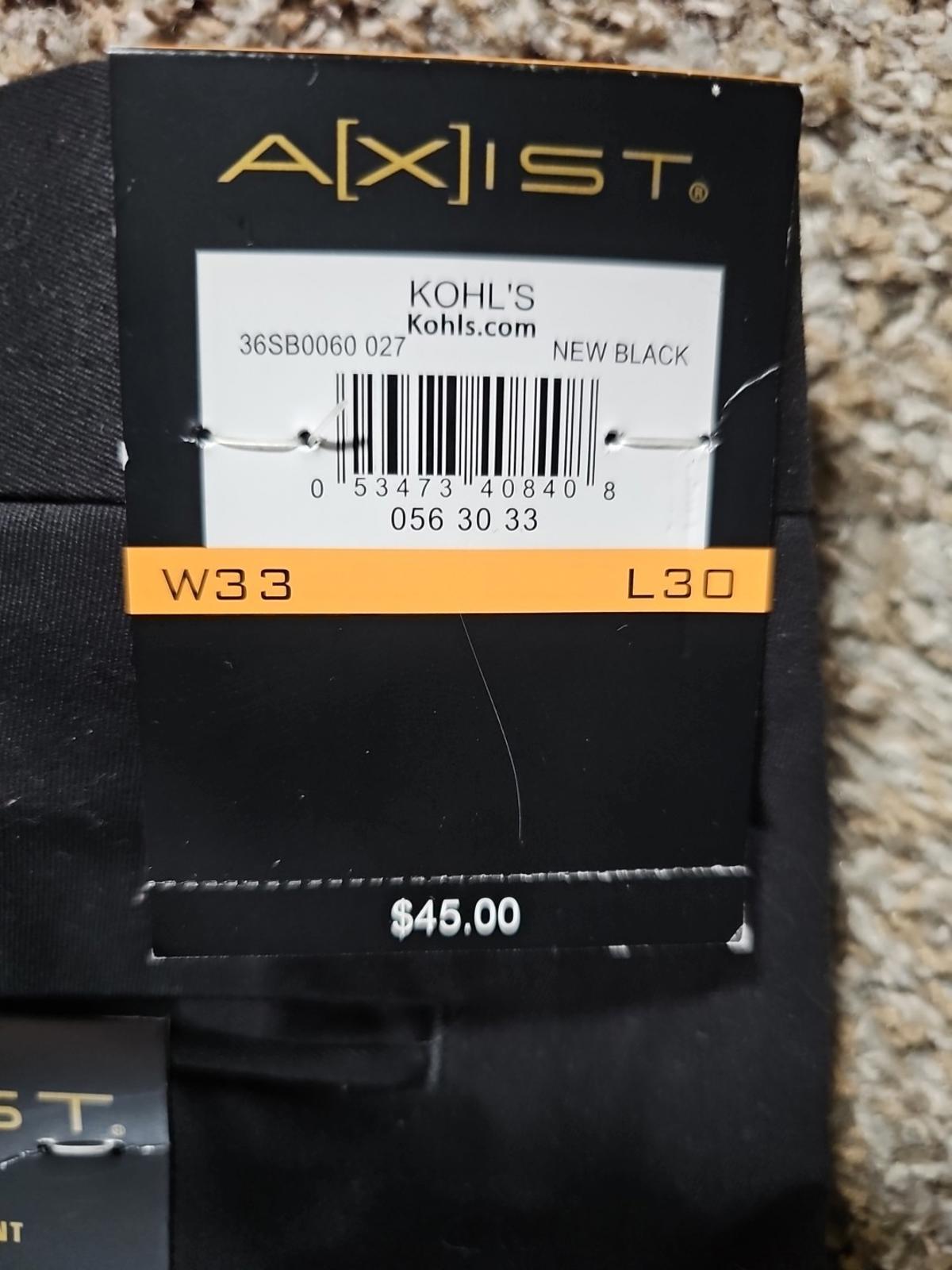 Axist 33x30 Black Pleated Dress Pants NWT