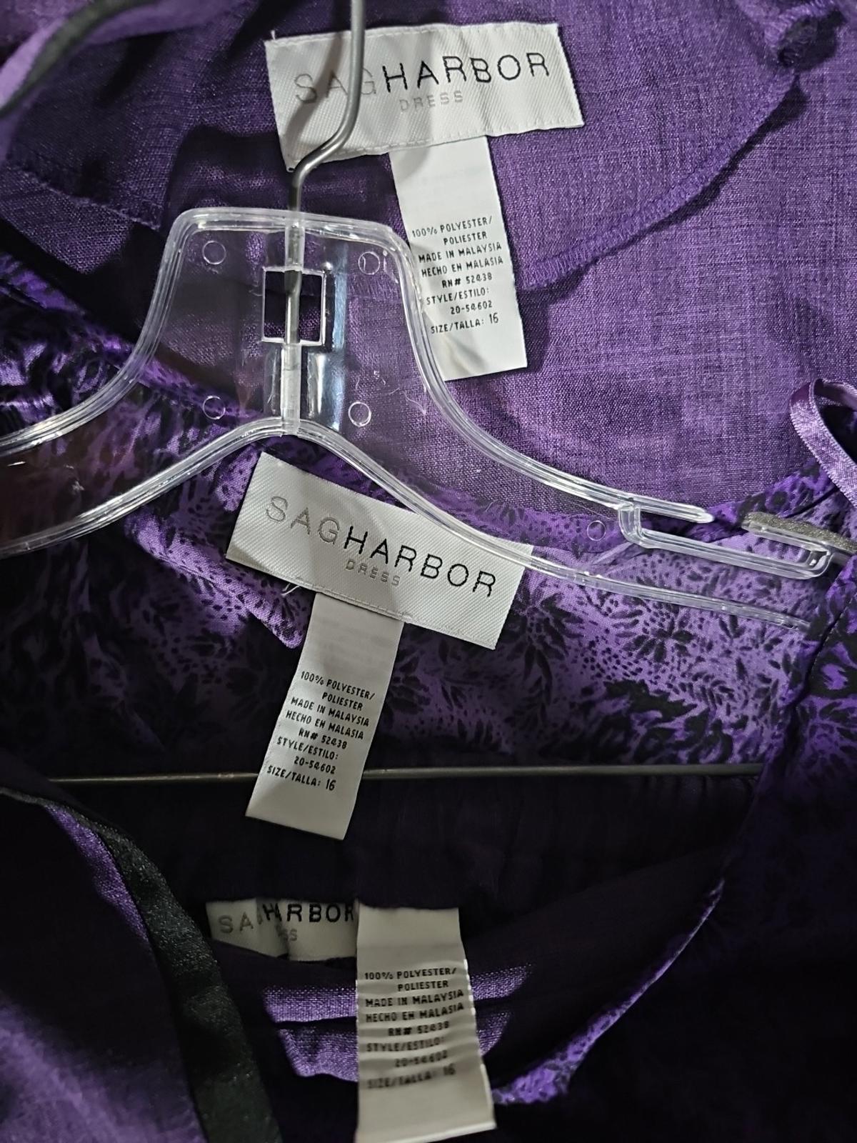 Sag Harbor Dress Purple Pant Suit 3 Piece Sz 16
