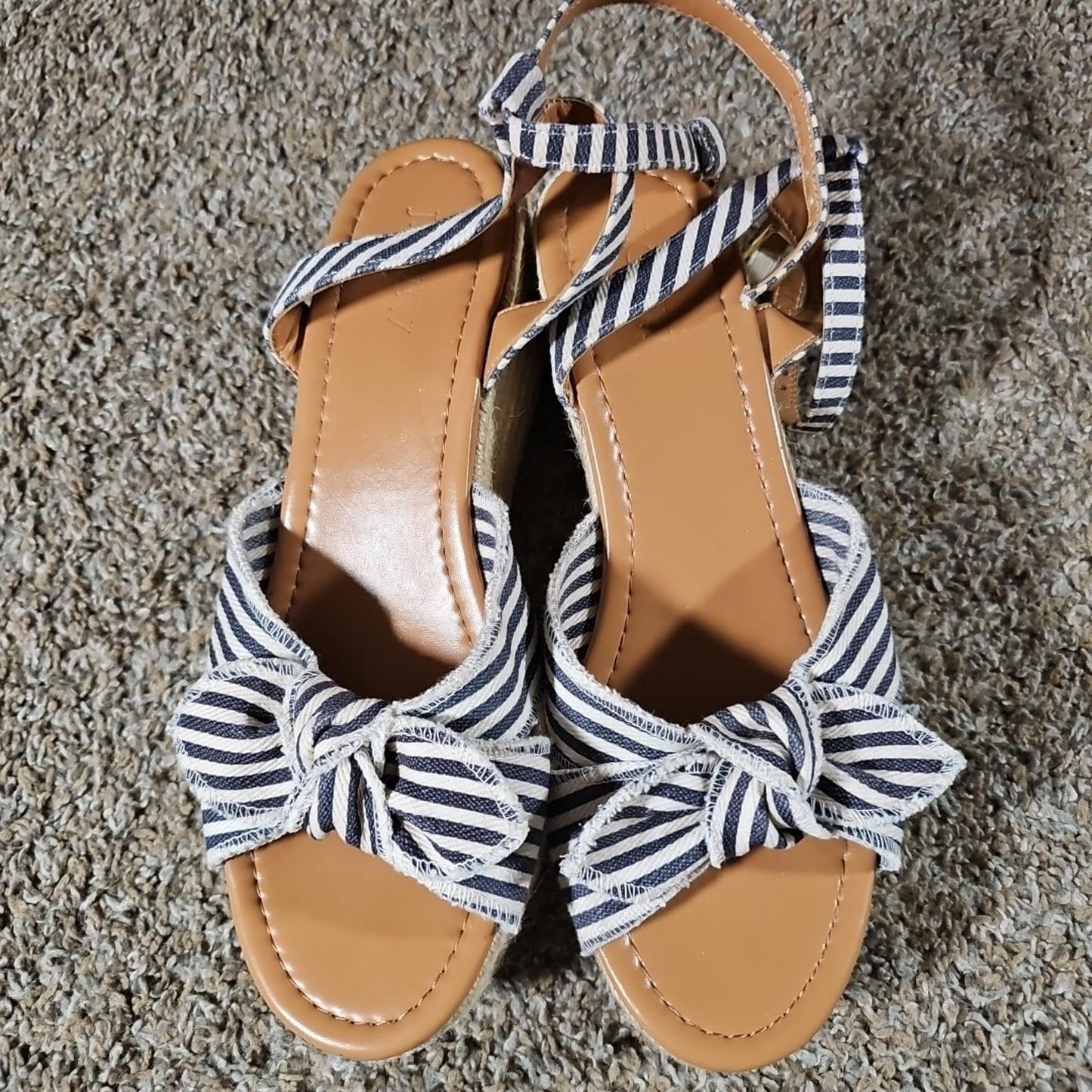 J. Crew Sz 9 Seersucker Dockside Sisal Platform Shoes