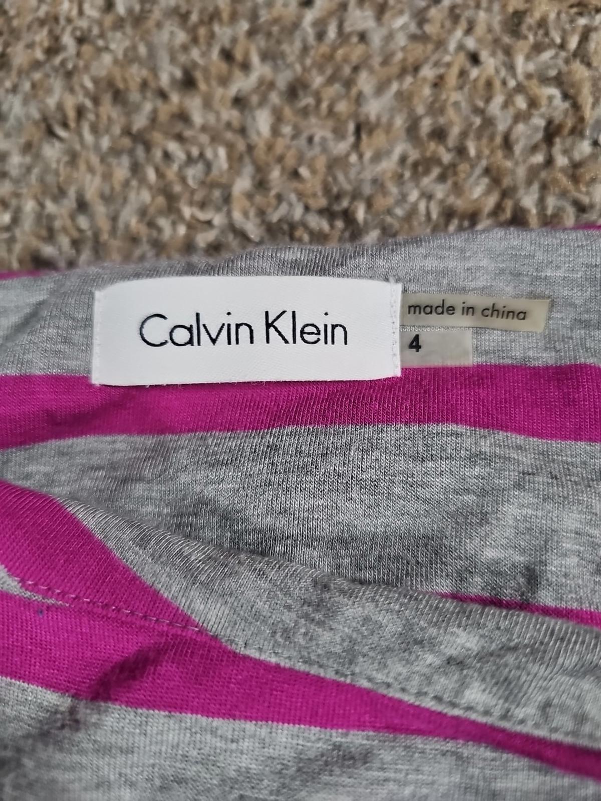 Calvin Klein Sz 4 Pink/Gray Striped Dress