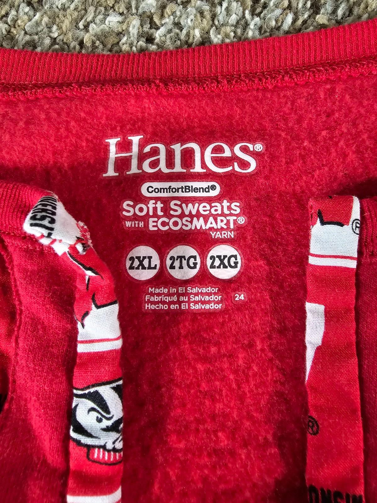 hanes softsweats ecosmart Open Face Sweater homemade WISCONSIN BADGERS 2XL