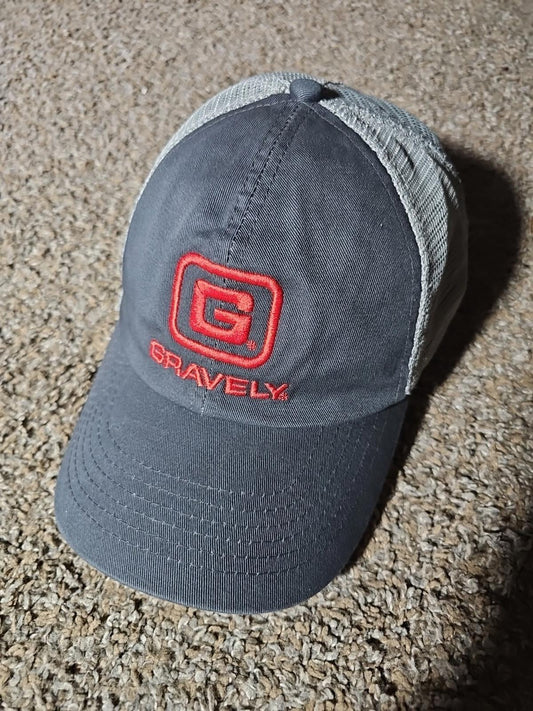 GRAVELY hat gray cap OS Strapback Mesh Trucker Hat