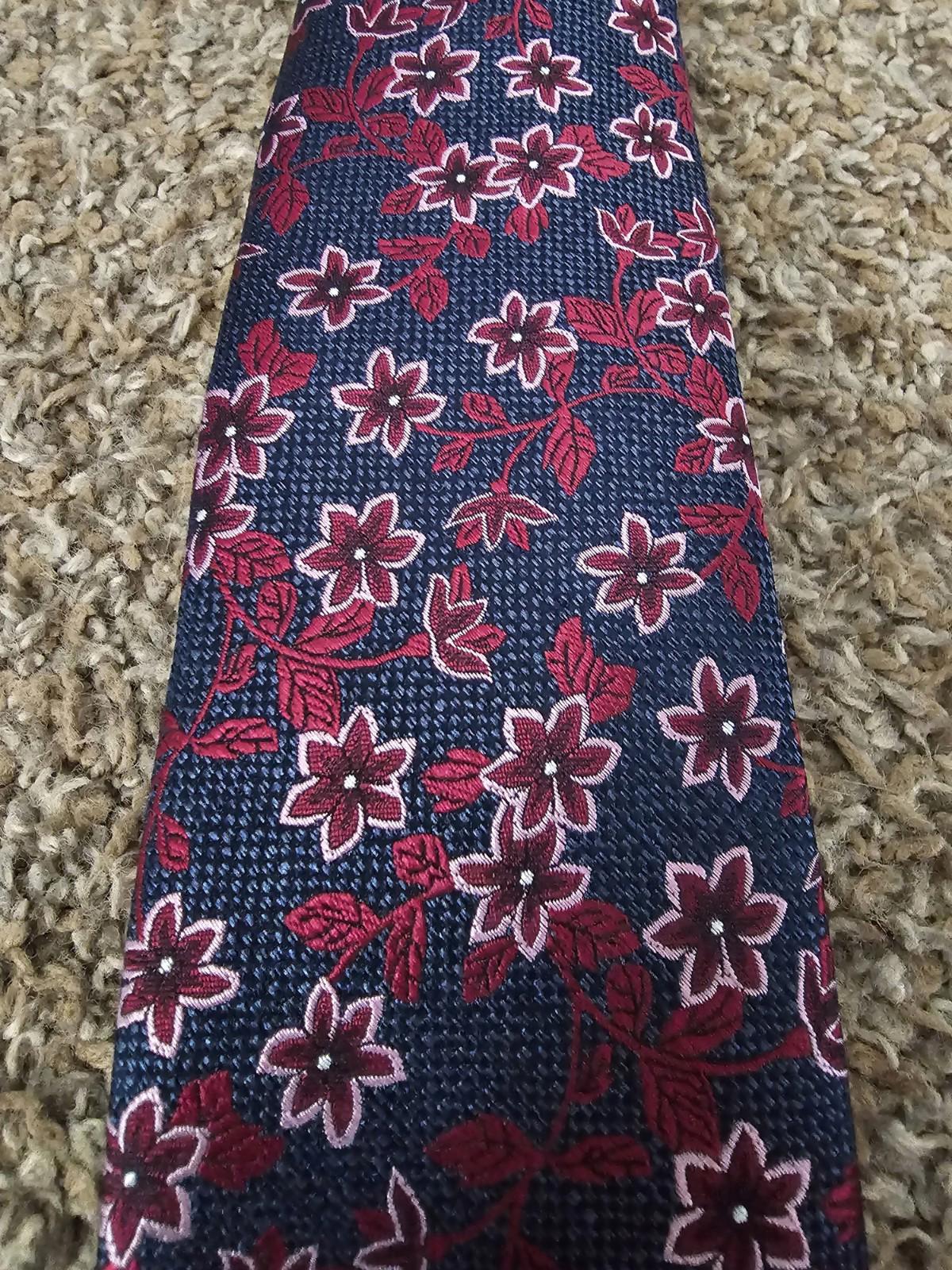 Pronto Oumo Floral Necktie Blue Purple Red Silk Blend