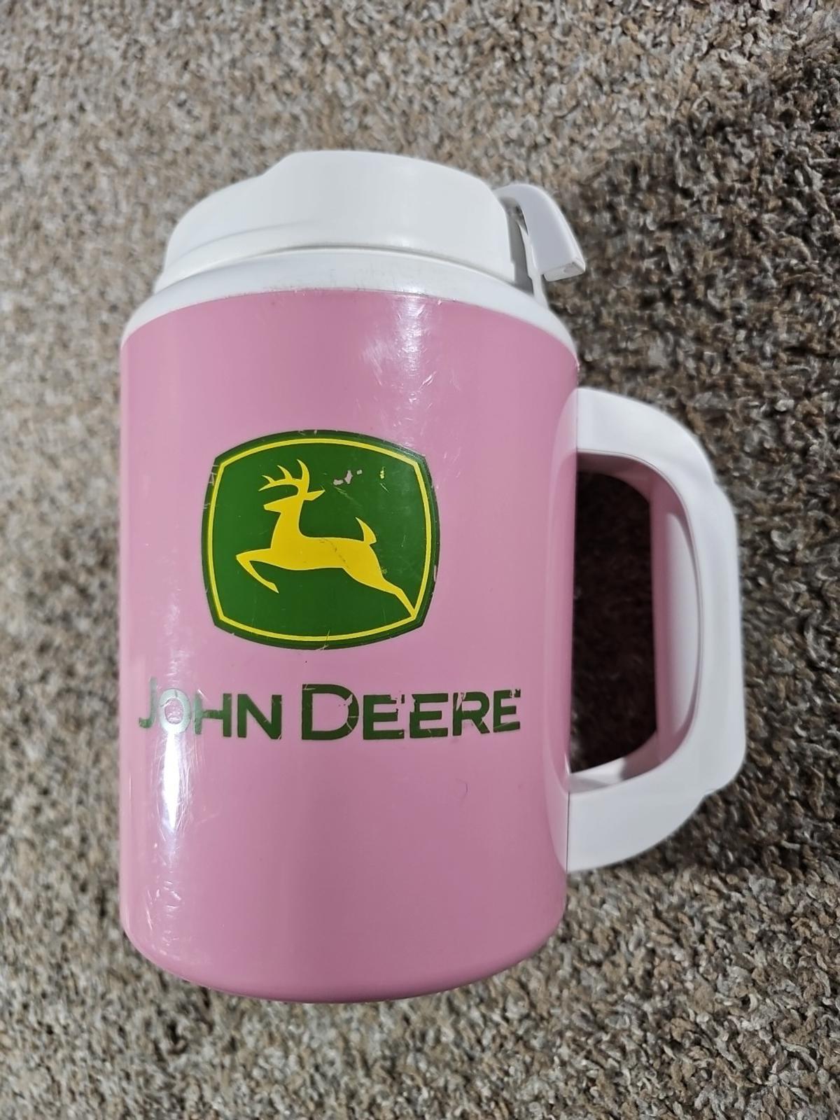 Large Vintage John Deere Super Insulated Travel Mug by Thermo-Serv USA Pink