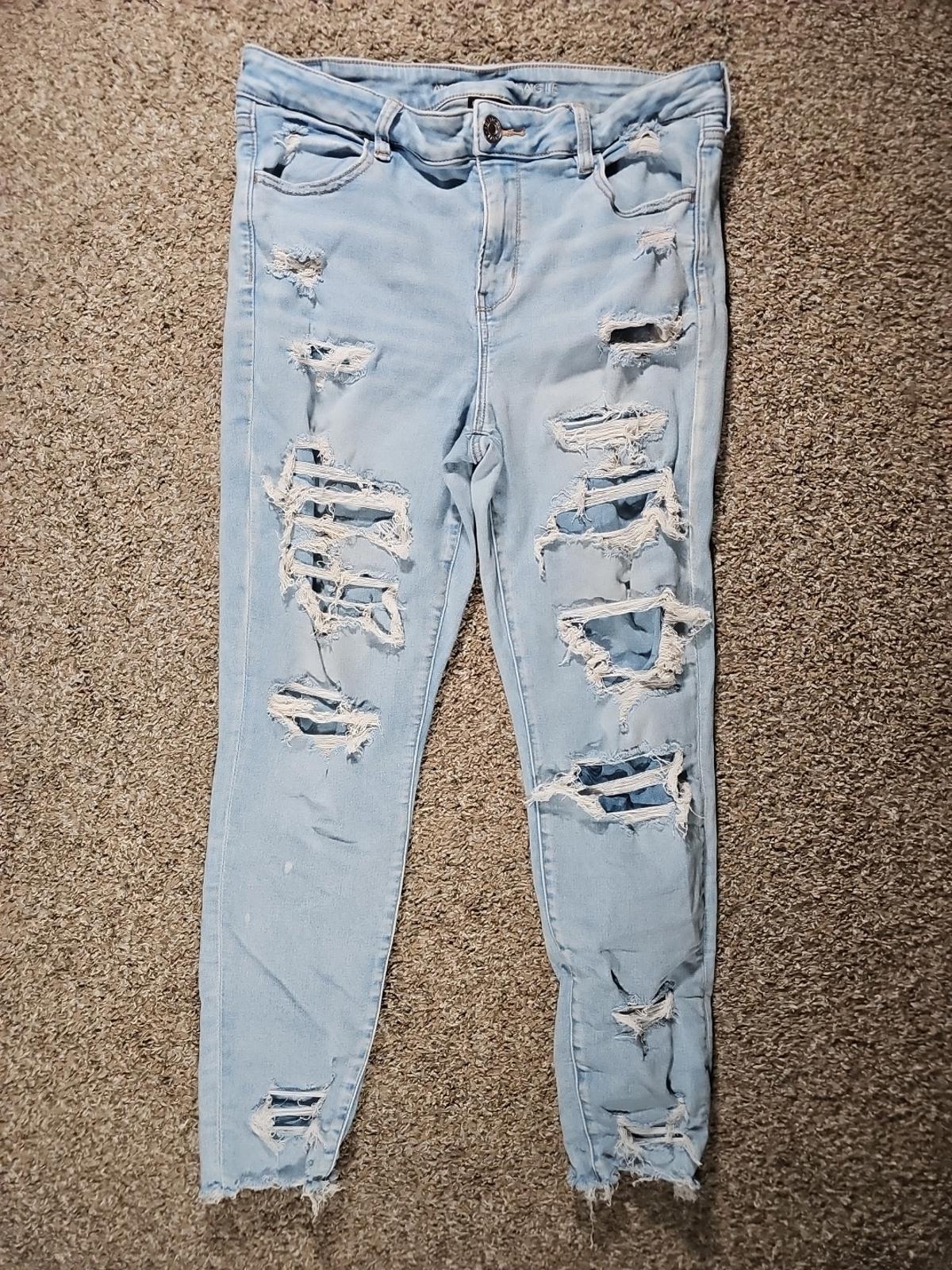 American Eagle Next Level Stretch Sz 16 Destroyed Jeans