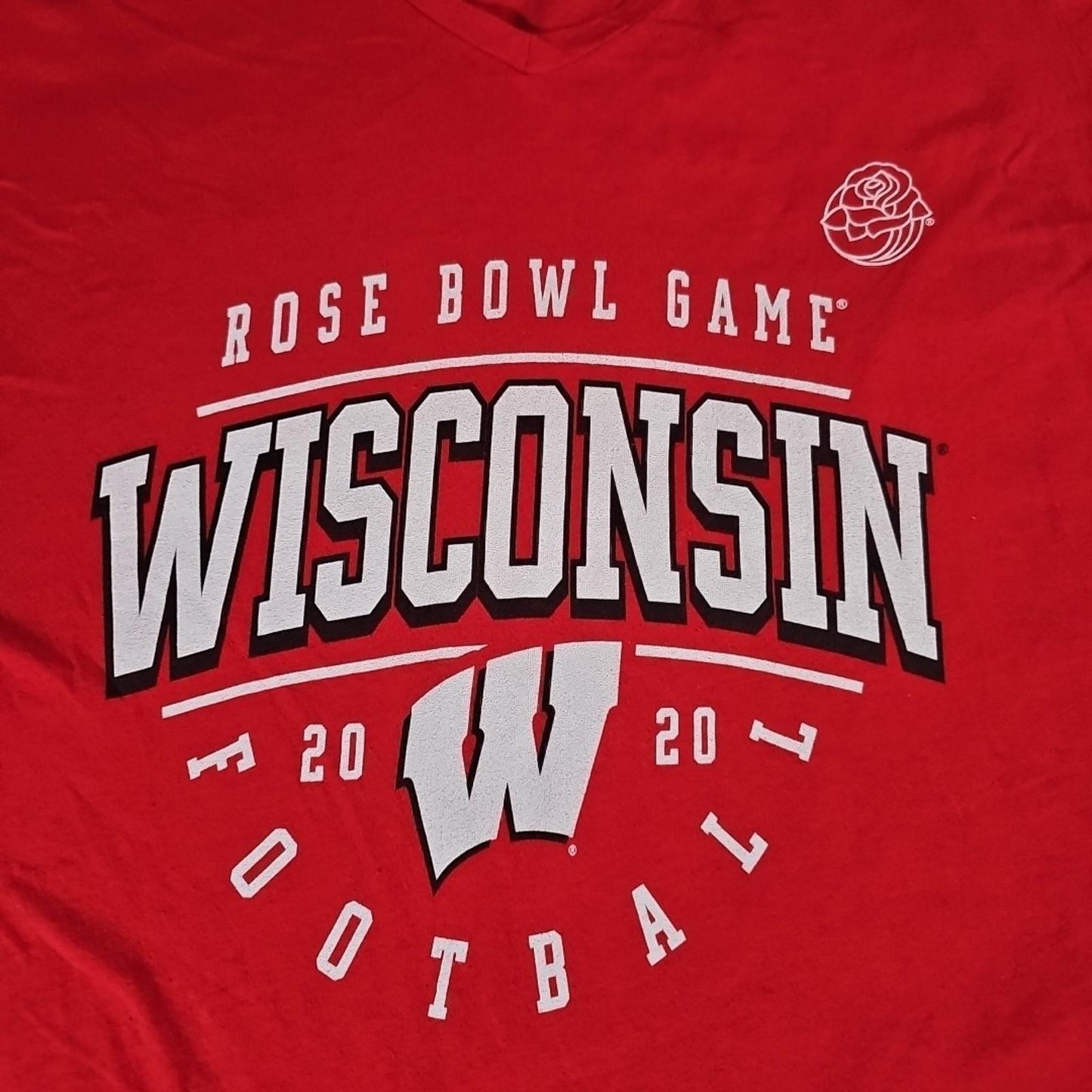 Fanatics XL Vneck WI Badgers 2020 Rose Bowl Tshirt