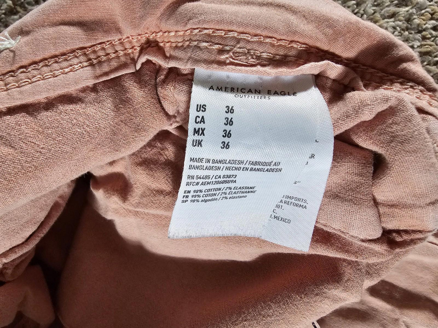 Men’s American Eagle Next Level Flex Pink Chino Shorts Sz 36