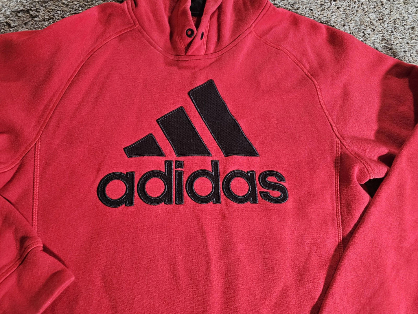 Adidas Hoodie Mens S Red Logo Graphic Pullover Sweatshirt