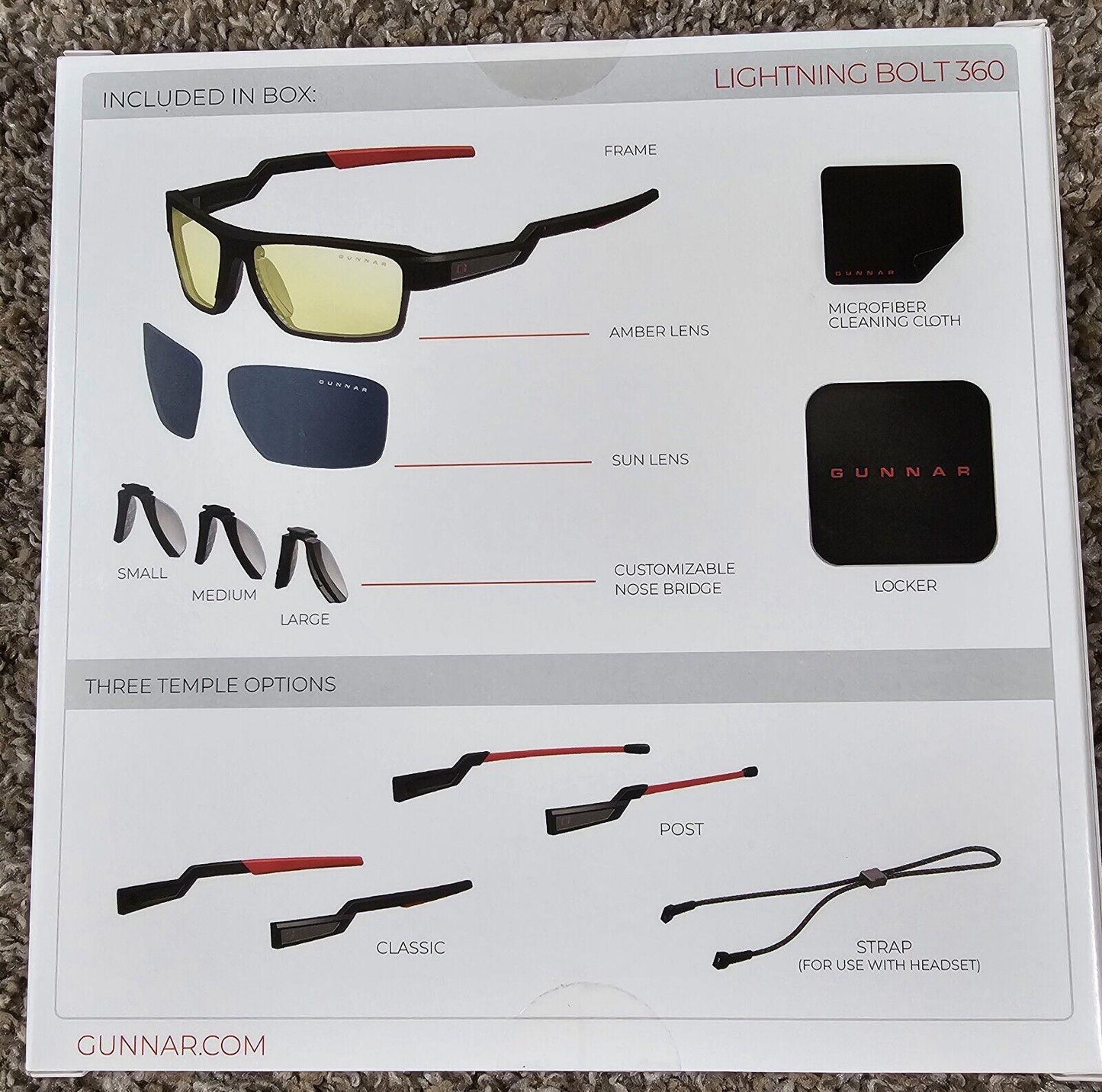 GUNNAR Gaming Glasses Lightning Bolt 360 Amber & Sun Lens