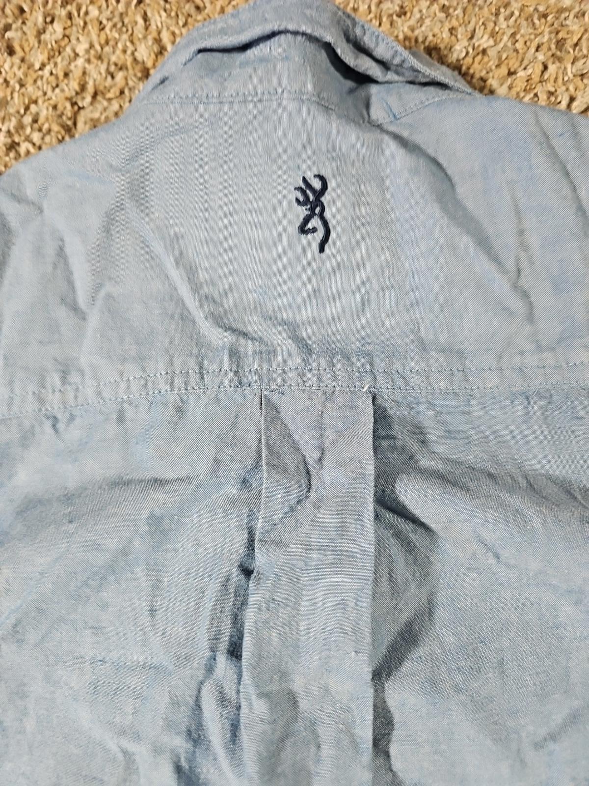 Browning Blue Button Up Shirt Front Pocket M