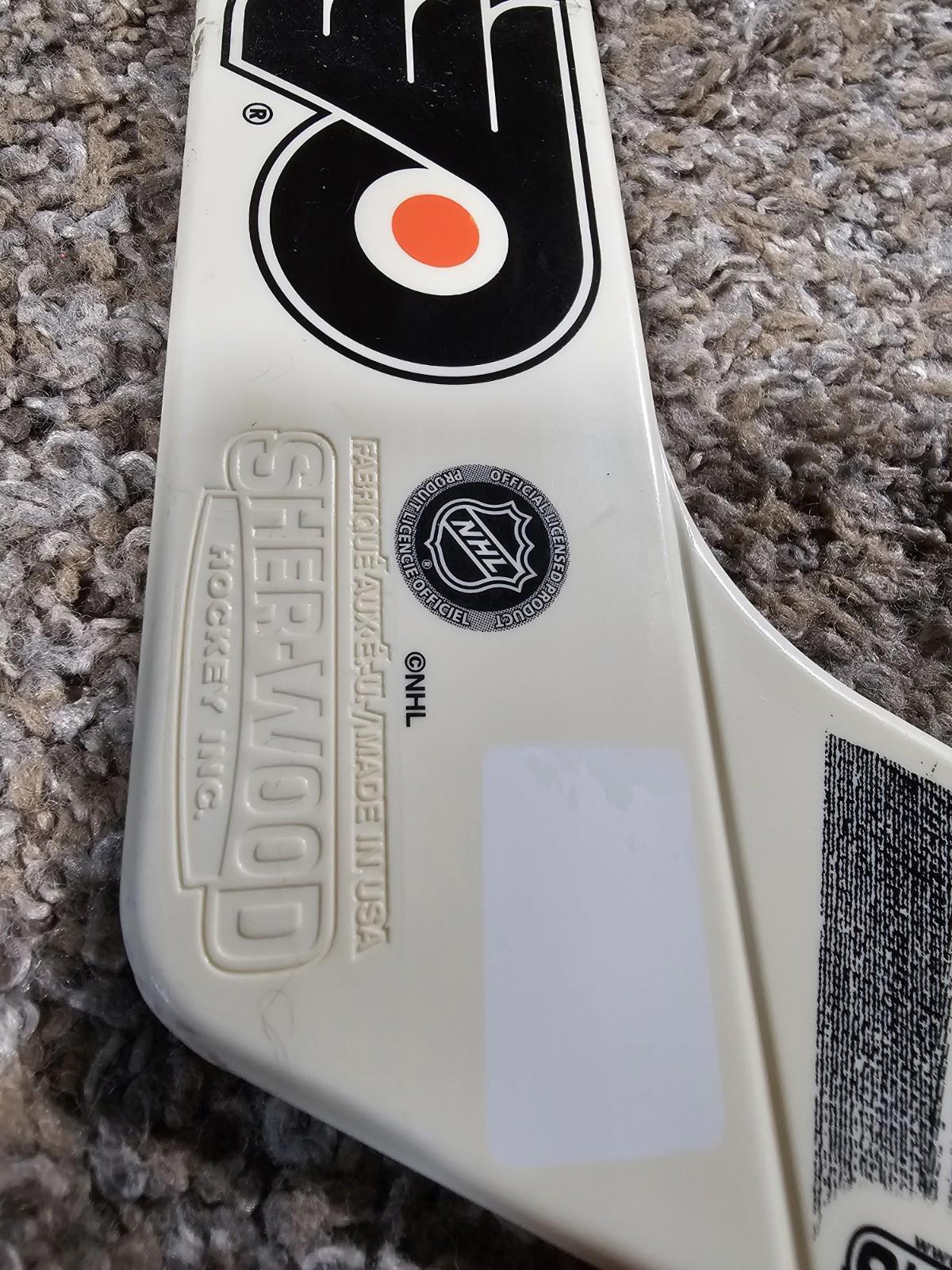 Vintage Sherwood NHL Philadelphia Flyers Mini Goalie Hockey Stick White Plastic