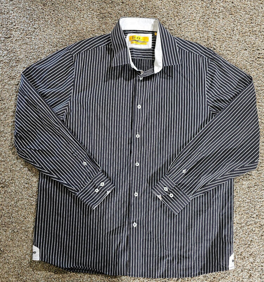 Brio Milano Contemporary 2XL 18.5/19 black stripe button-up