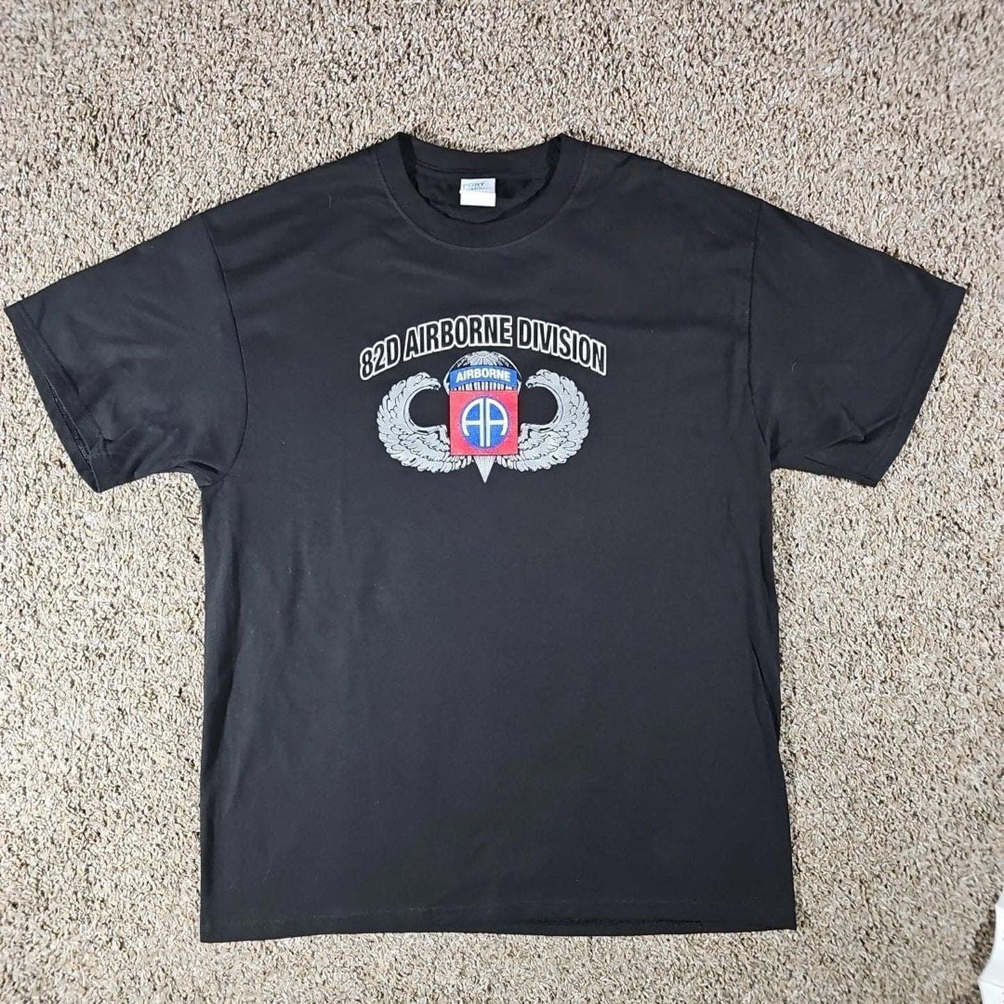 82D Airborne Division Tshirt Port & Company L Black