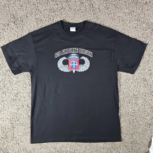 82D Airborne Division Tshirt Port & Company L Black