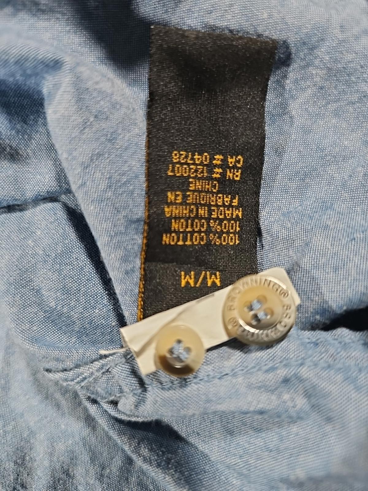 Browning Blue Button Up Shirt Front Pocket M
