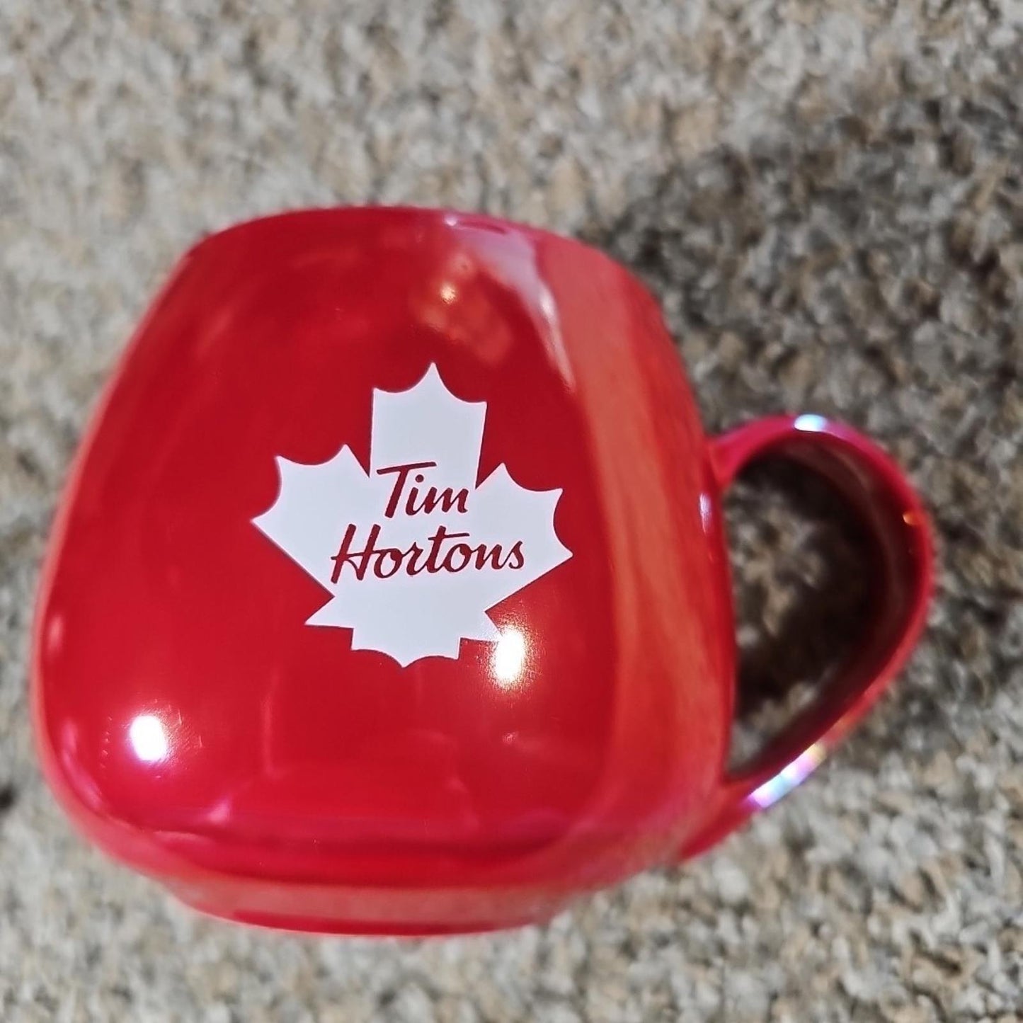 Tim Hortons 2020 Iridescent Candy Apple Red Coffee Mug 12 Oz Maple Leaf