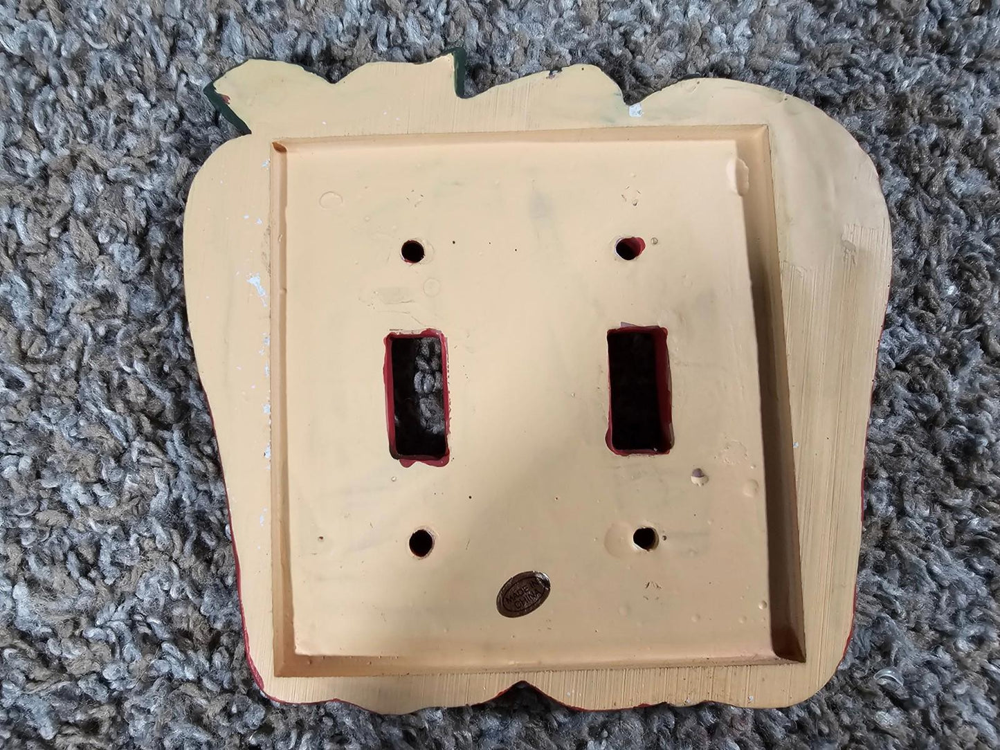 Apple Double Light Switch Plate Cover Handpainted