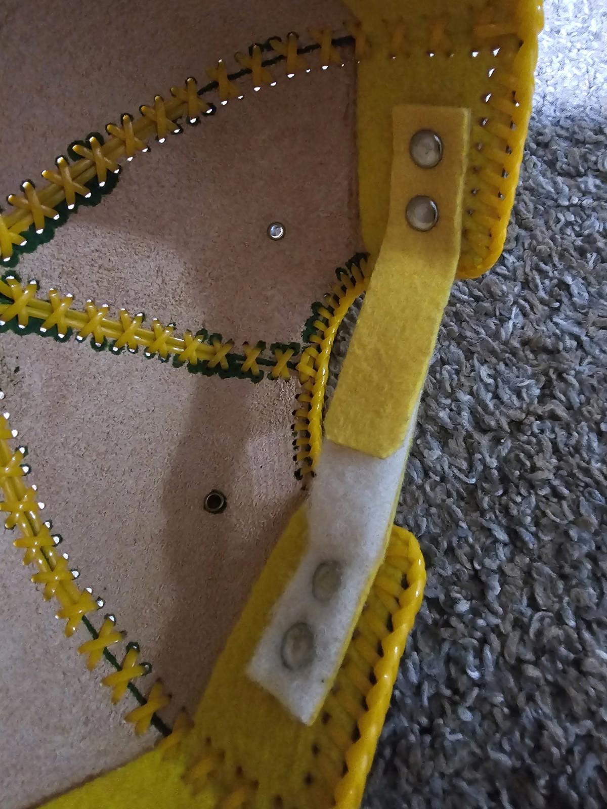 Custom Handmade Leather Strapback Hat Yellow Plastic Stitch