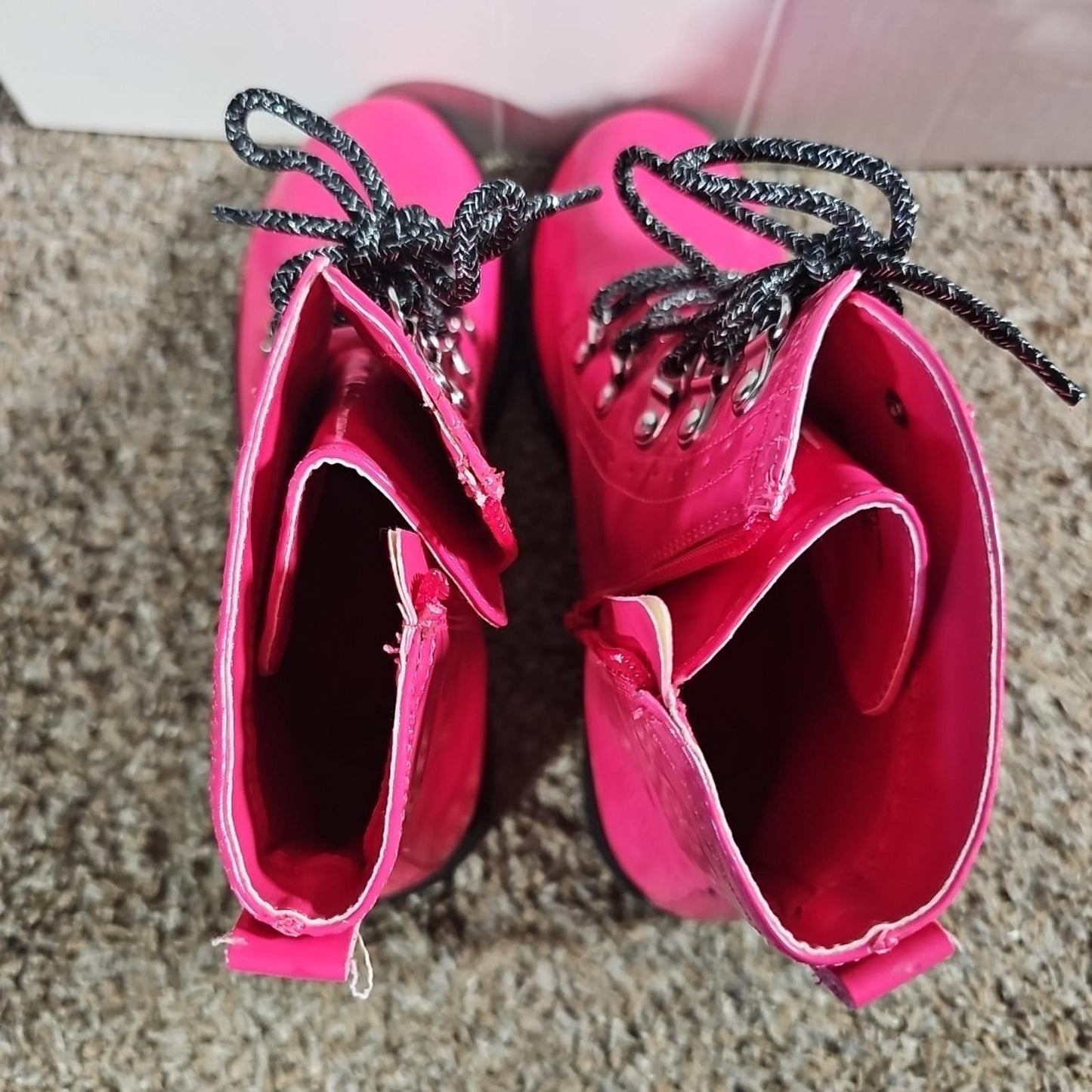 Wonder Nation Pink Zipper / Lace Up Combat Boot Style Sz 5