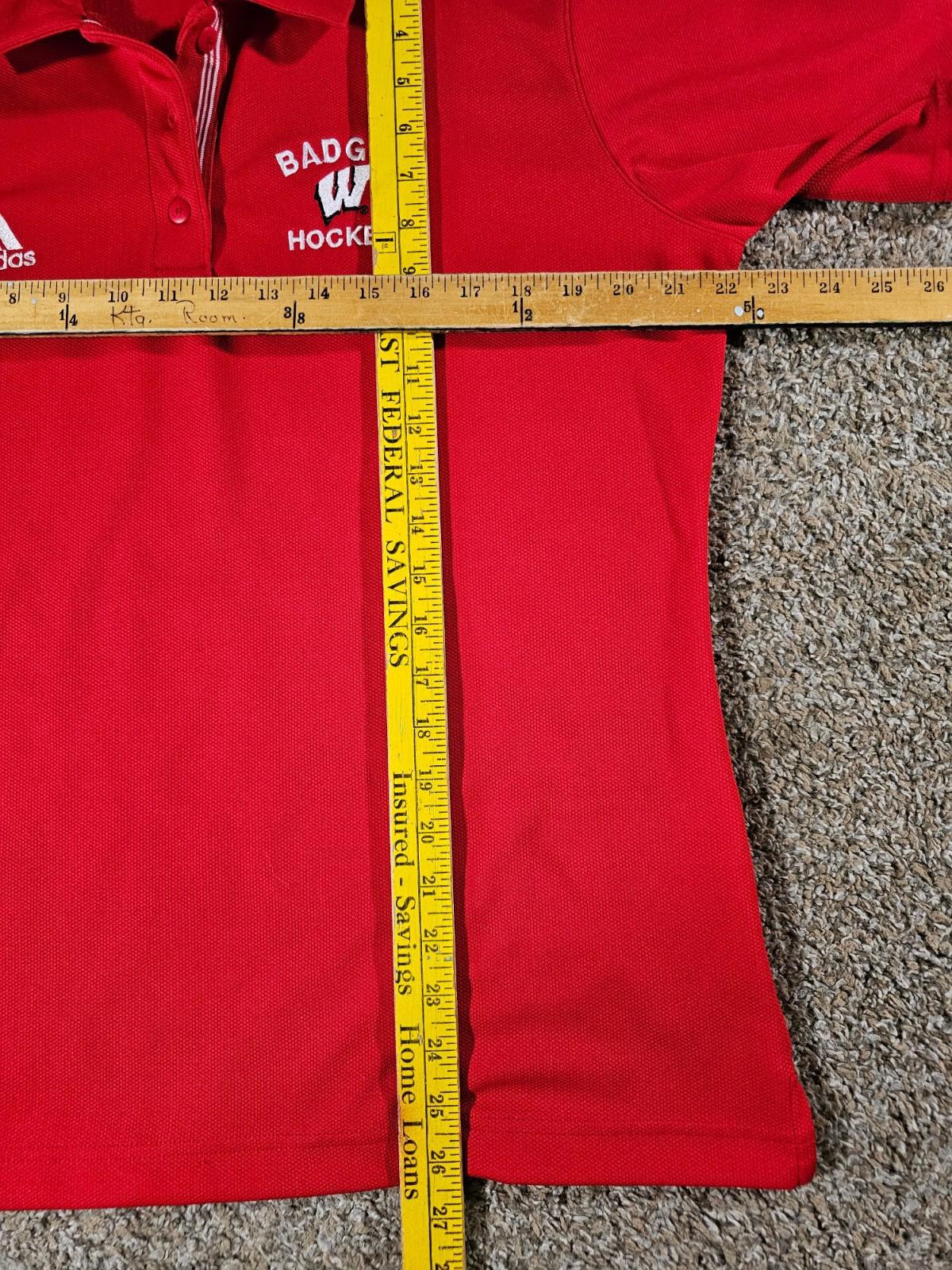 Adidas Wisconsin Badgers Hockey Red Polo Large Vintage
