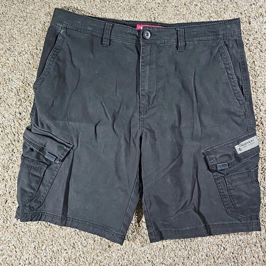 Unionbay Shorts Mens 36 Black Flat Front Chino Cargo Casual