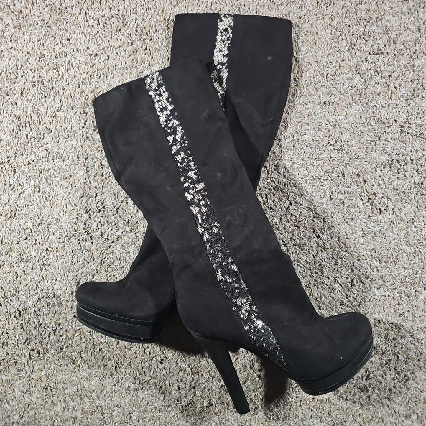 Jennifer Lopez J Malinas Black Sequins Boots 8M