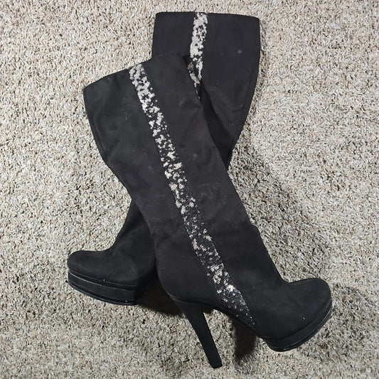 Jennifer Lopez J Malinas Black Sequins Boots 8M