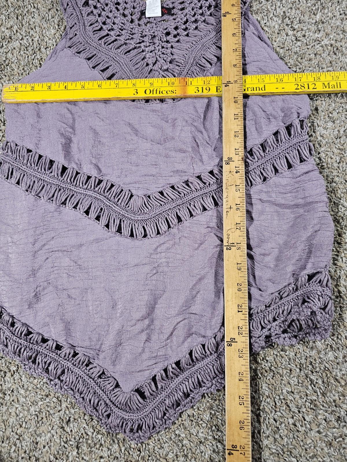 Vivid Importers NY Laven Western Boho Crocheted Purple Top M