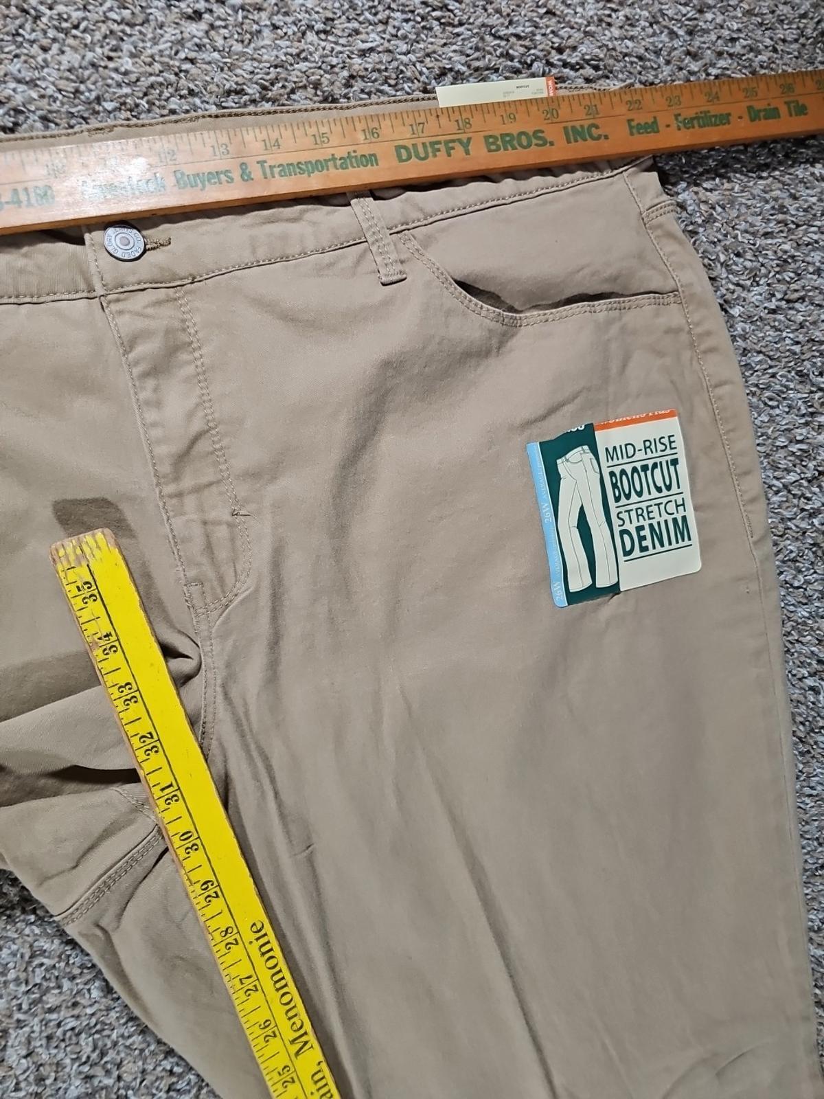 Faded Glory 26W NWT Khaki Bootcut Denim Midrise Jeans