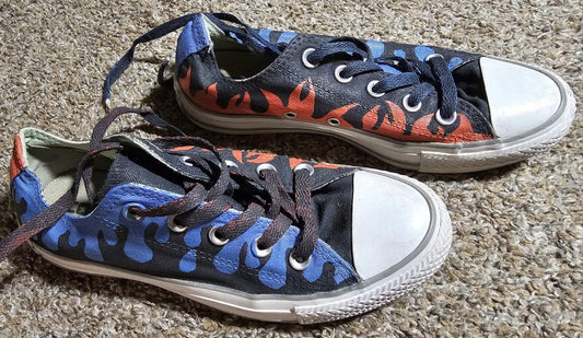 custom painted converse 544877F fire & water shoes Women's 6