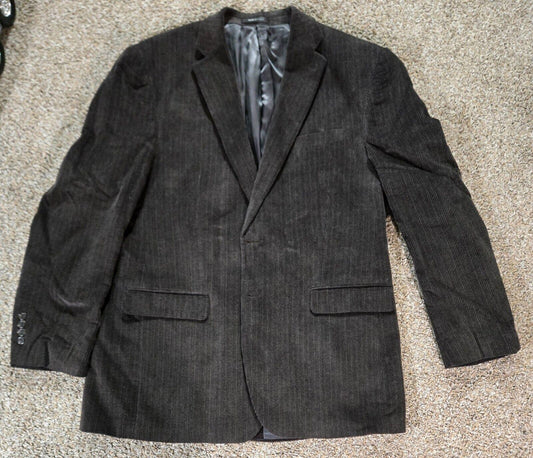 Chaps Two-Button Black Blazer Corduroy Jacket Sz 44L HR