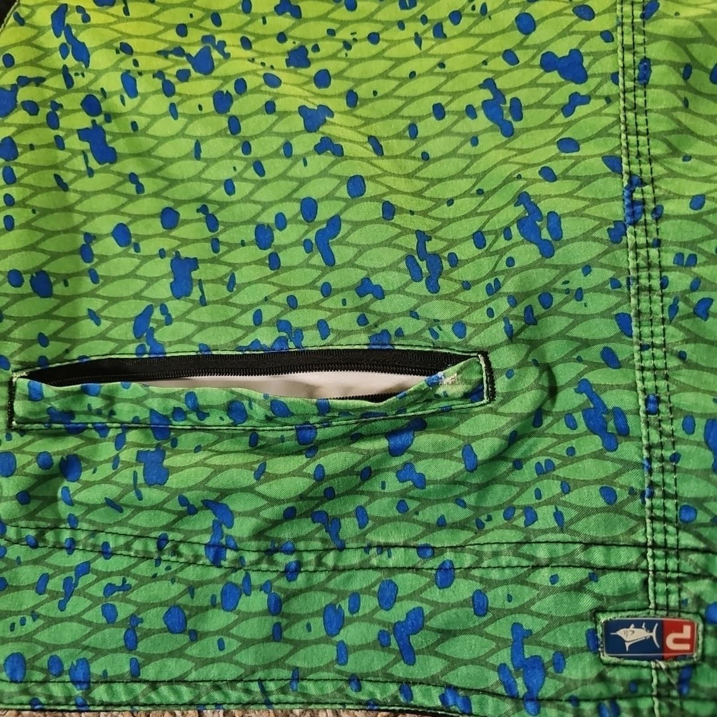 Pelagic Board Shorts Mens 32 Green Yellow Mahi Swim Trunks