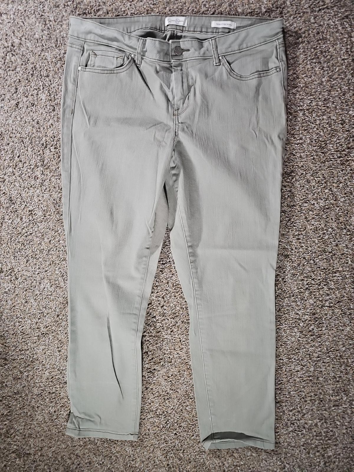 Jessica Simpson Rolled Crop Skinny Green Jeans 14/32