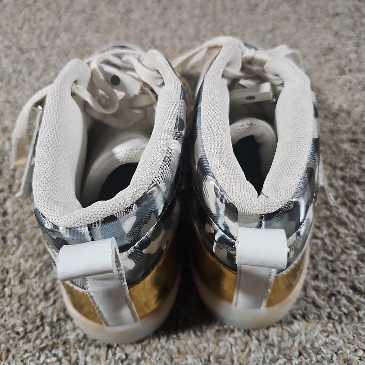 gold white camo light up shoes Sz 39 Multiple LED Colors Strobe