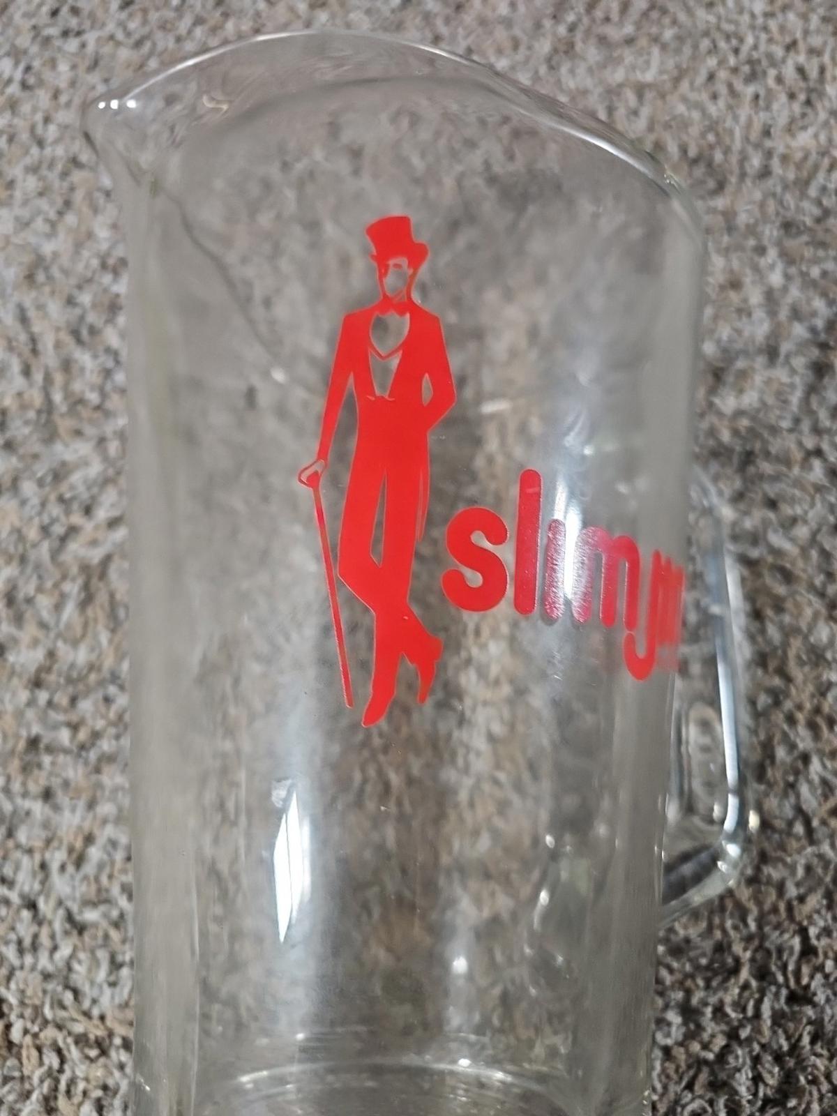 Large Heavy Glass Slim Jim Pitcher For Beer Lemonade Drinks