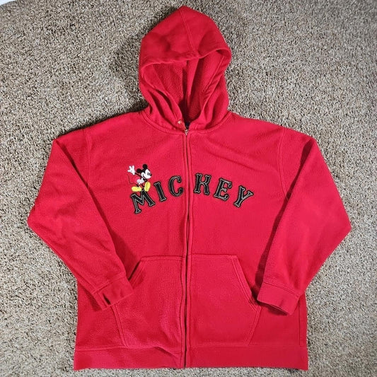 Disney Mickey Mouse Red Fleece Full Zip Hoodie Women's 1X