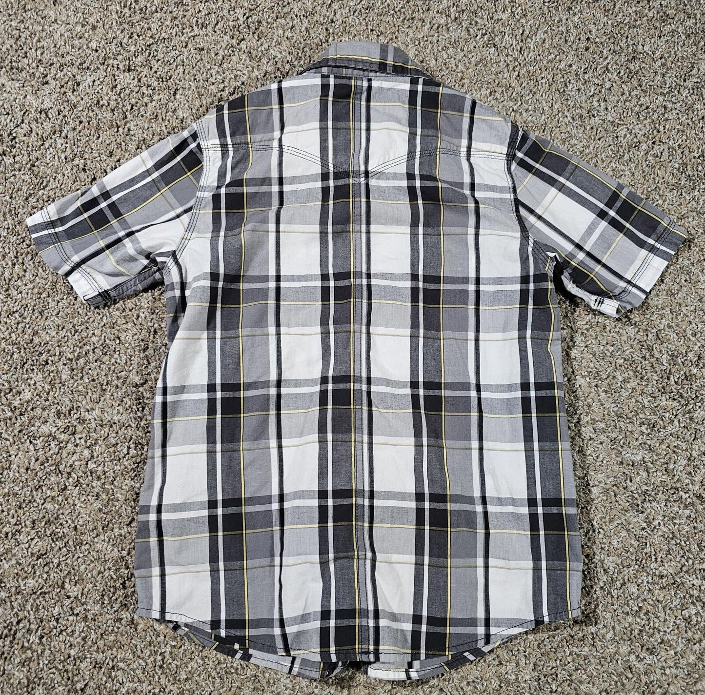Helix Boys Short Sleeve Large Double Pocket Plaid Gray