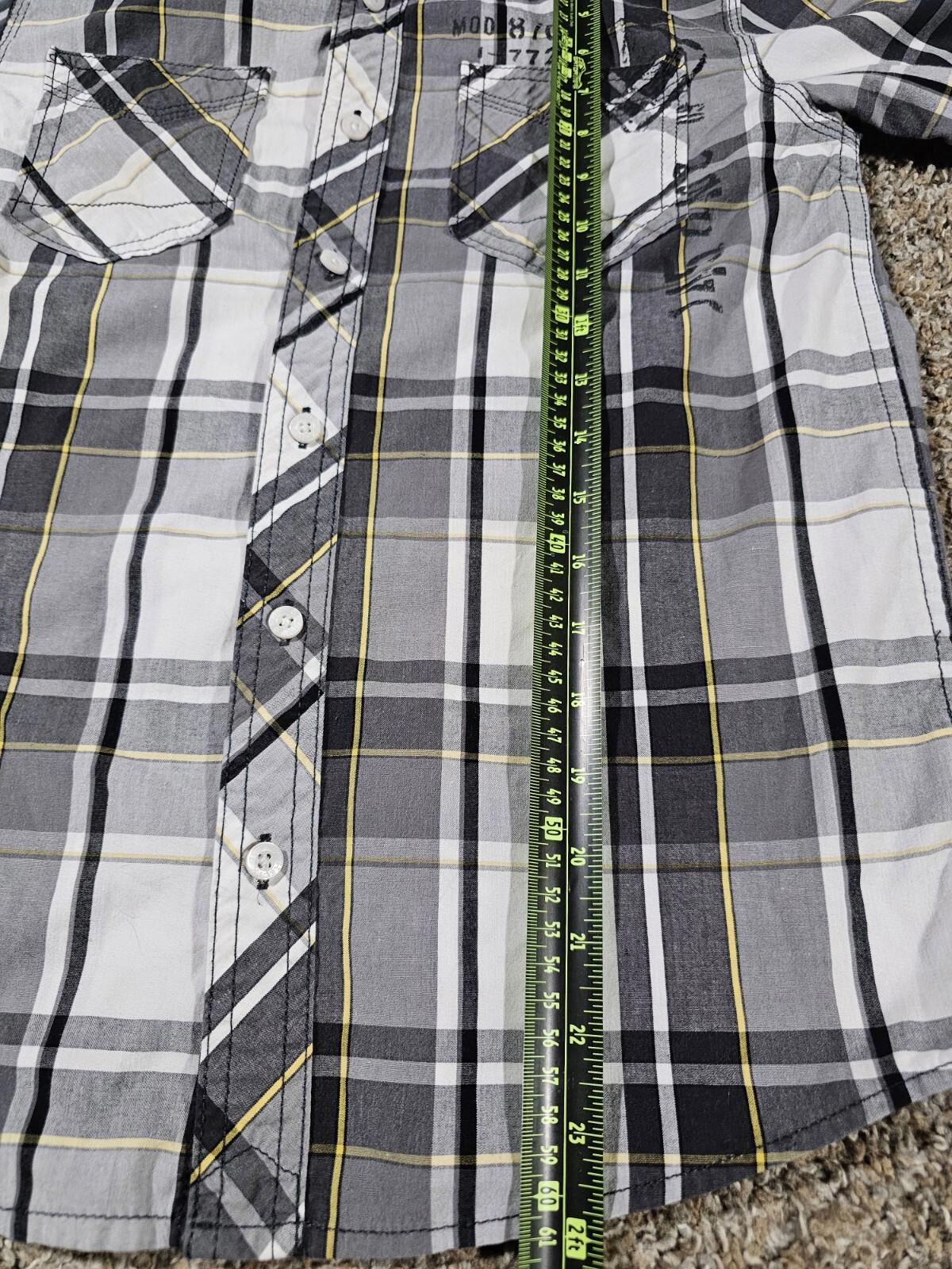 Helix Boys Short Sleeve Large Double Pocket Plaid Gray
