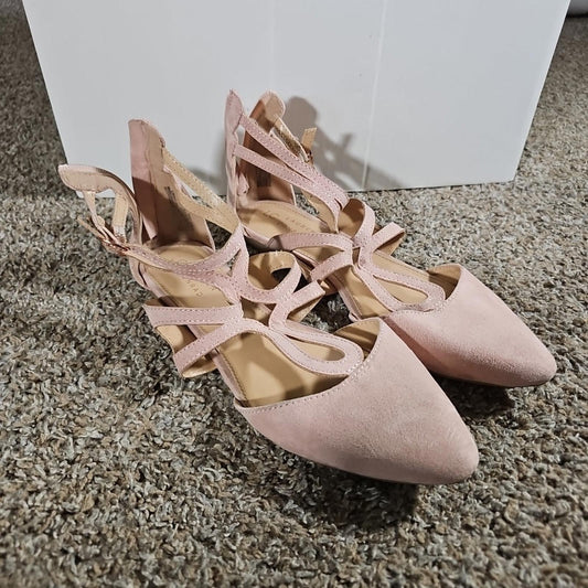 Lauren Conrad Strappy Pointed Toe Flats Macaroon Blush 9M