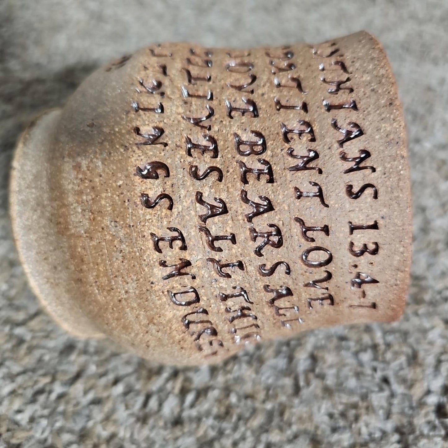 Beautiful Handmade Pottery Mug 1 Corinthians 13:4-7 Love Is Patient Love Is Kind
