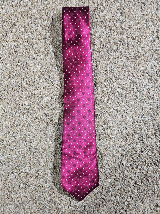Michael KORS Necktie 100% Silk Pink Purple Polka Dots