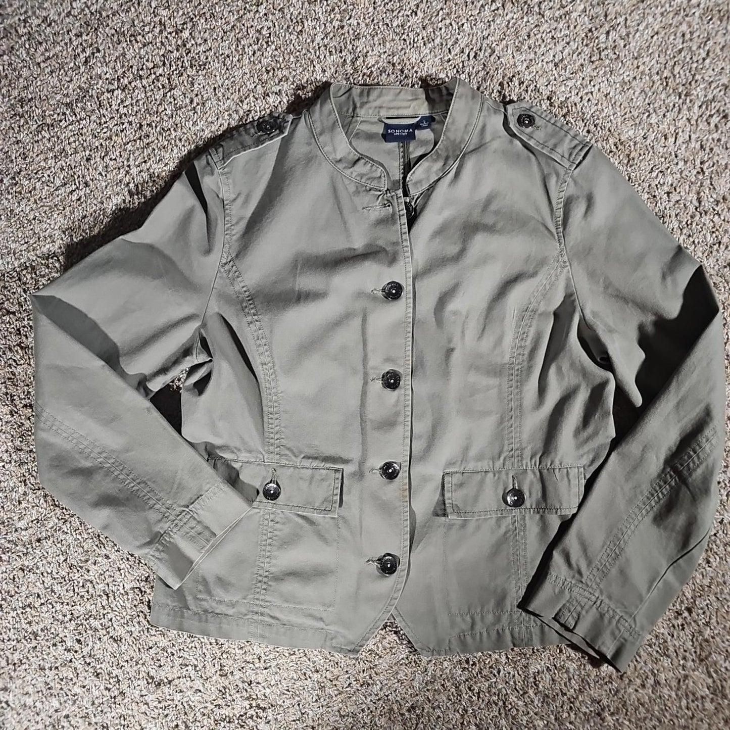 Sonoma L Green Button Up Army Style Jacket