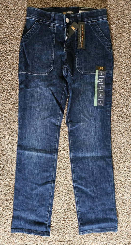 lee flex motion pants Regular Fit straight leg 2 Medium NWT Jeans