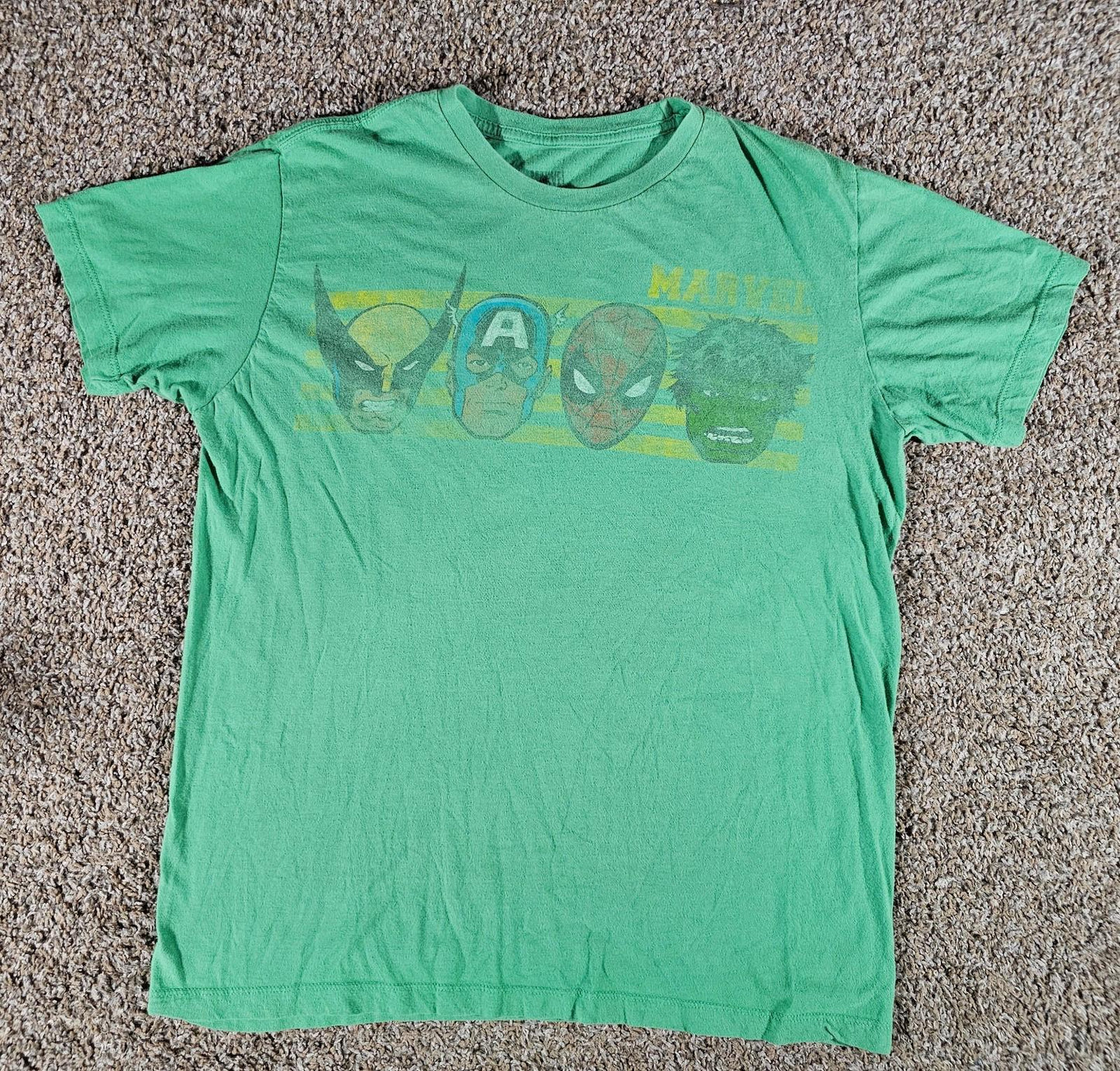 Marvel Comics Characters Tshirt Green L Hulk Wolverine
